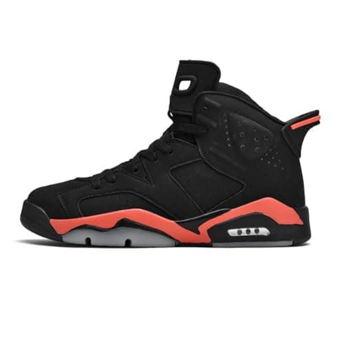 Image of Men's Womens Air 6 Retro Classic Skate Low-Top Trainers Youth Basketball Shoes Multisport Outdoor Shoes Casual Sneakers Indoor Running Walking Zapatos (Black Red,9)
