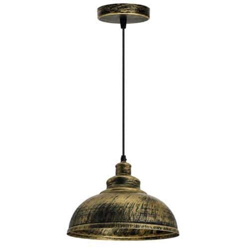 Image of LEDSone Vintage Curvy Dome Pendant Light 95cm Adjustable Hanging Ceiling Fixture Metal Brushed Brass for Homes, Restaurants, Cafes, Bars, Offices and Stylish Spaces