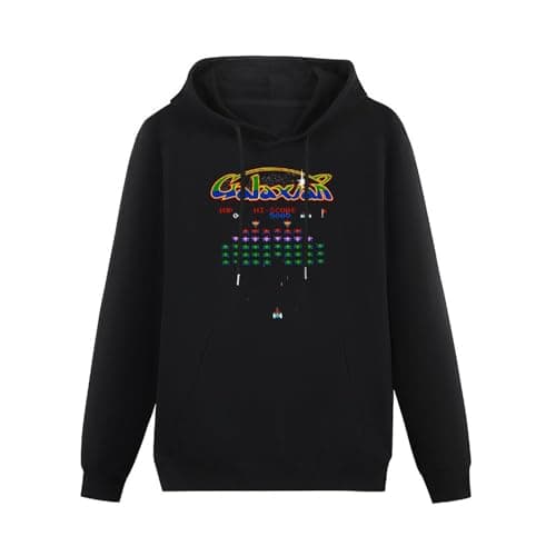 Image of JIELIFENG Arcade Galaxian Hoody Space Invaders Video Game Retro Vintage 80S Alien Gaming Hoody Sweatershirt Black XXL