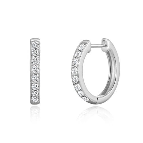 Image of Philip Jones Silver Plated Hoop Earrings Created with Zircondia® Crystals