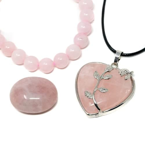Image of Primicity Rose quartz set - includes necklace bracelet & crystal | / Heart Healing UK Seller (10689315)