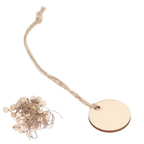 Image of 50 Pcs Elegant Wooden Wine Bottle Tags for DIY Crafts and Labeling, Customizable Gift Tags for Wedding, Poplar Material