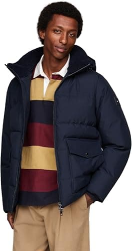 Image of Tommy Hilfiger Men’s Rockie Utility Puffer Jacket with Hood, Blue (Desert Sky), M