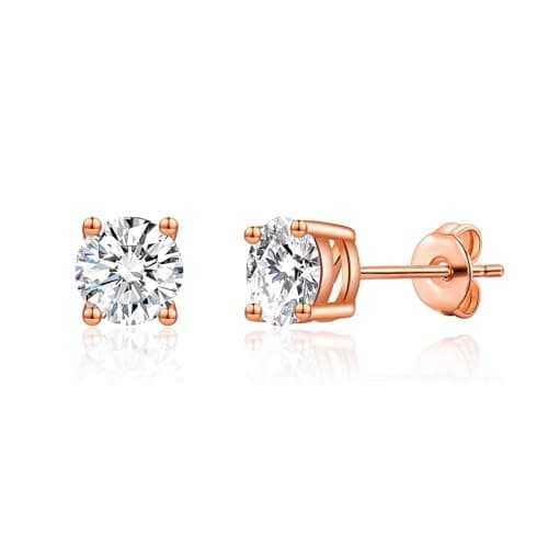 Image of Philip Jones Rose Gold Plated Solitaire Crystal Stud Earrings Created with Zircondia® Crystals