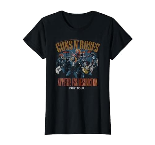 Image of Official Guns N' Roses Appetite for Destruction 1987 Tour T-Shirt, Women, Black, Small