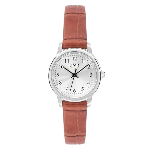 Image of Limit Womens 23mm Classic Watch Silver Sunray Dial with Brown Tan Croco Effect PU Strap