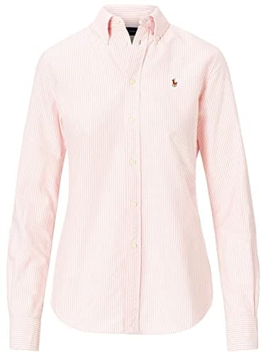 Image of POLO RALPH LAUREN Women's Oxford Classic Fit Button Down Shirt, Pink/White Stripe, S