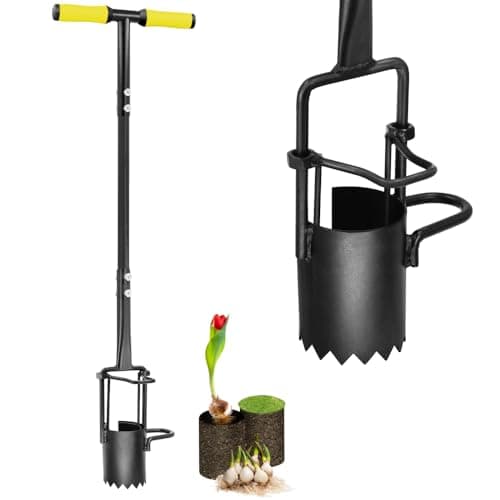 Image of Colwelt Bulb Planter Tool Long Handle, Serrated Base Bulb Planters Gardening Bulb Transplanter with Soft Grip, Heavy Duty Sod Plugger for Digging Holes to Plant Tulips, Iris, Daffodils