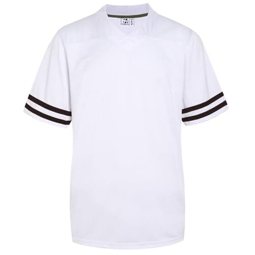 Image of Pullonsy Blank Football Jerseys for Men Adult Hip-Hop Hipster Shirt Practice Sports Uniform Tops, Black Stripes White Jersey, Medium
