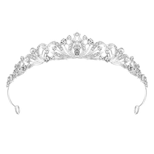 Image of Tiaras And Crowns for Women, Exquisite Rhinestone Queen Crowns for Women Girls Beautiful Princess Tiara for Halloween Cosplay Christmas Birthday Prom Bridal Party(Silver)