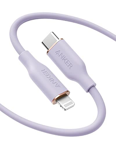 Image of Anker PowerLine III Flow, USB C to Lightning Cable for iPhone 14 Plus 14 14 Pro Max 13 13 Pro 12 [MFi Certified, 6ft, Lilac Purple] Supports Power Delivery, Silicone Cable