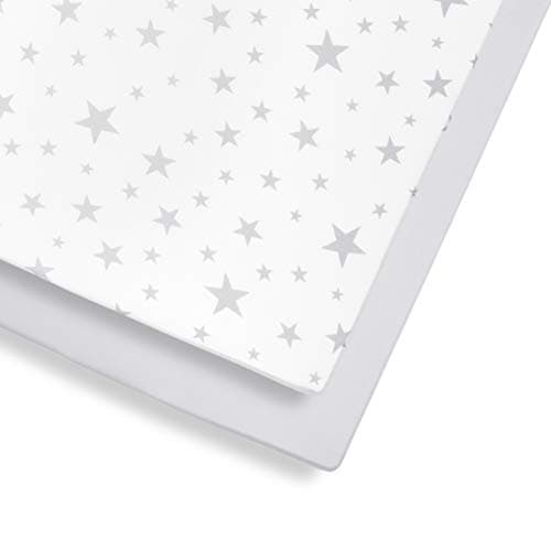 Image of Snuz Cot Sheets 140 x 70 Fitted - 2 Pack Soft Jersey Cotton Cot Bed Sheets, Machine Washable, Breathable & Tumble Dryer Safe, Star