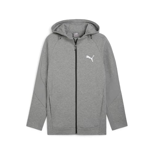 Image of PUMA EVOSTRIPE Full-Zip Hoodie Mens - Medium Gray Heather - Size S