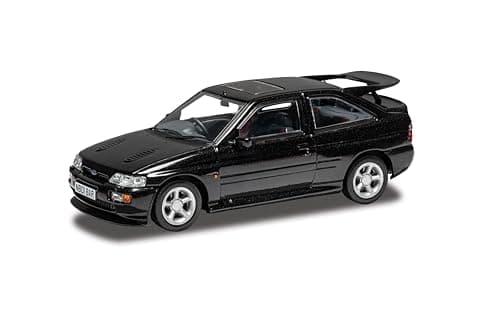 Image of Corgi VA14807 Ford Escort RS Cosworth Ash Black Diecast Model Car - 1:43 Scale Vanguards Model Car Collection, Red Hexagon Interior & 1995 Lux Specification, Pre-Built Diecast Cars