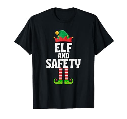 Image of Funny Elf and Safety Christmas Holiday Xmas Elf Hat & Legs T-Shirt