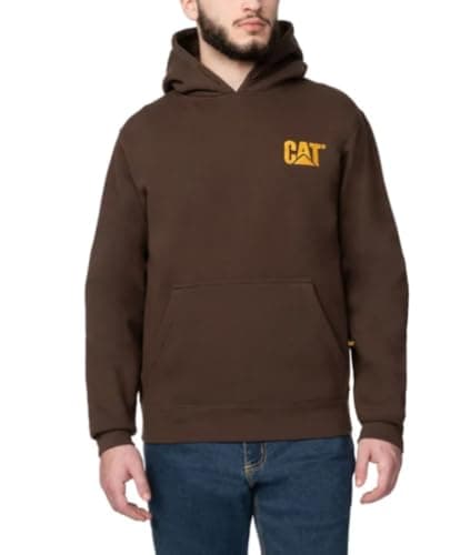 Image of CAT Caterpillar Men's Trademark Hoodies with Embroidered Front Logo, Brown, XXL