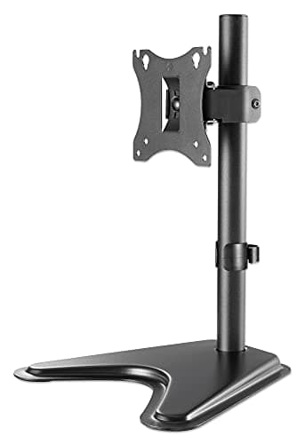 Image of Manhattan TV & Monitor Mount, Desk, Tilt/Swivel/Rotation, 1 screen, Screen Sizes: 10-27", Black, Stand Assembly, VESA 75x75 to 100x100mm, Max 7kg