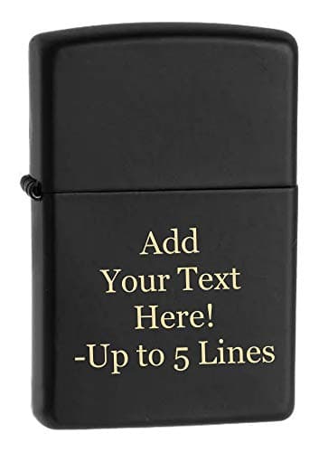 Image of Black Matte Zippo Outdoor Indoor Windproof Lighter Free Custom Personalized Engraved Message Permanent Lifetime Engraving on Backside