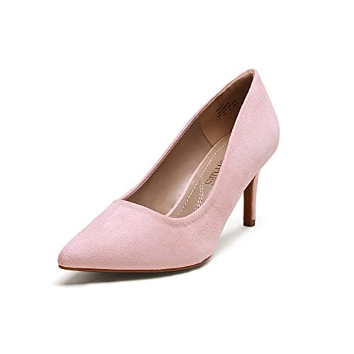 Image of DREAM PAIRS Women's Slip On Low Mid Heels Pointed Closed-Toe Dress Court Shoes KUCCI,Size 9,Pink,KUCCI