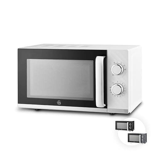 Image of Swan Windsor Manual Microwave, 20L, 800W, 5 Power Levels, Defrost by Time, 30 Minute Timer, Non-slip Feet, Family Sized Microwave, White, SM4424WHT