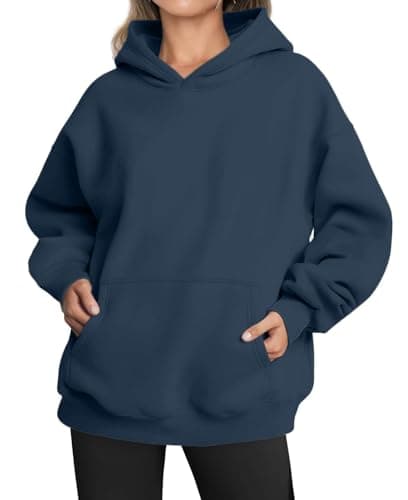 Image of Jeqeocafy Womens Oversized Hoodies Fleece Sweatshirts Sweaters Spring Outfits 2025 Pullover Fall Winter Clothes, Navy, S