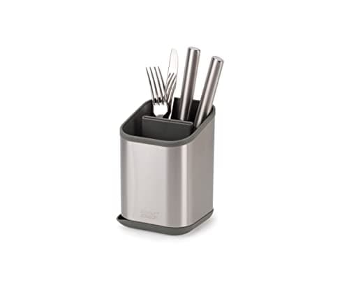Image of Joseph Joseph Duo Cutlery Drainer and Sink Caddy, 2 compartment easy drain organiser ideal for Kitchen Countertop, Stainless Steel