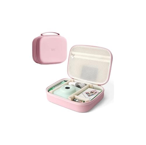 Image of Linpr Hard Camera Storage Bag Compatible with Fujifilm Instax Mini 12/11/9/90/evoSQ1/SQ40 Models, Portable Instant Camera Case for Film and Accessories, Travel Camera Organizer (Pink)