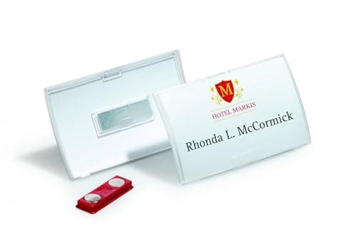 Image of Durable Click Fold Name Badge 54 x 90 mm with Magnet Transparent | Pack of 10 | Ideal for Events and Visitor Management