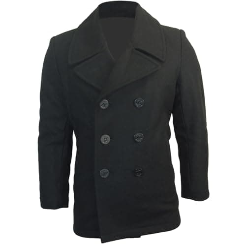 Image of Mil-Tec US Navy Pea Men's Coat Cloth Jacket - Black - Large