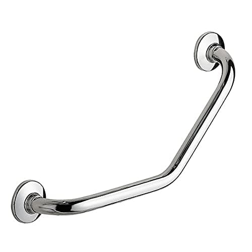 Image of 135° Chrome Angled Shower Bath Grab Bar Rail Bathroom Disability Aid Support 200 x 200 mm, Ø 25
