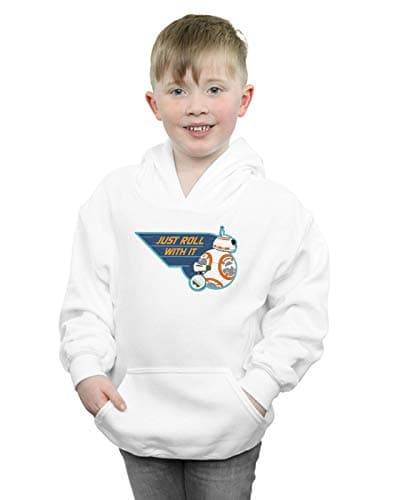 Image of Absolute Cult Star Wars The Rise Of Skywalker D-O & BB-8 Just Roll With It Boys Hoodie White 3-4 Years