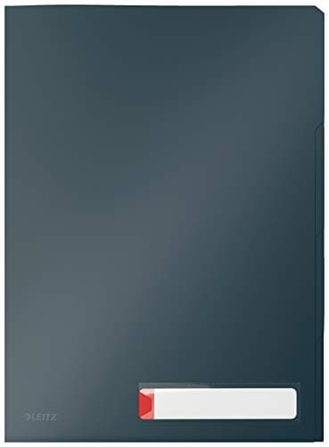 Image of Leitz A4 Plastic Privacy Tab Folder, 40 Sheet Capacity, Pack of 3, Cosy Range, Velvet Grey, 47160089
