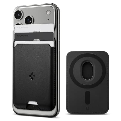 Image of Spigen Valentinus MagFit Magnetic MagSafe Wallet Card Holder 3-Cards Compatible with iPhone 17/16/15/14/13/12 Series and PixelSnap Cases for Pixel 10 Series - Black