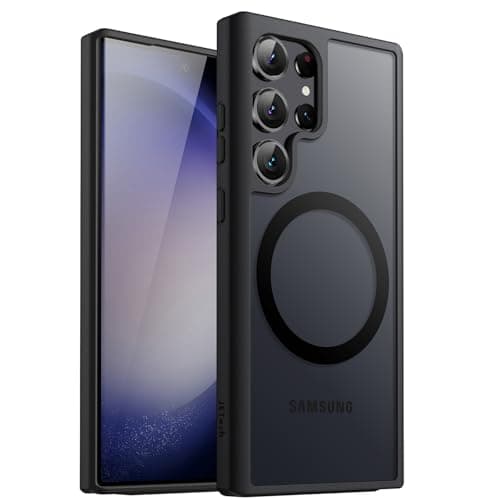 Image of JETech Magnetic Case for Samsung Galaxy S23 Ultra 5G 6.8-Inch, Compatible with MagSafe, Translucent Matte Back Shockproof Phone Cover (Black)