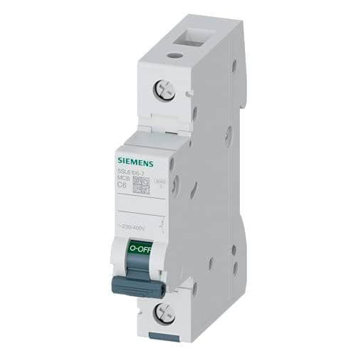 Image of Siemens 5SL6106-7 CIRCUIT BREAKER 230/400V 6KA, 1POLE, C, 6A, White