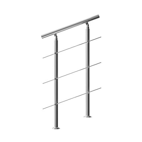 Image of MONZANA® 80cm Handrail for Stairs | Stainless Steel | Adjustable Stair Banister | Indoor & Outdoor Use | Brushed Tubular Design | 3 Crossbars