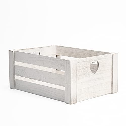 Image of Lovely White Wooden Crates With Heart Handles Storage Box Wooden Tray Shelves (Set (L+M+S))