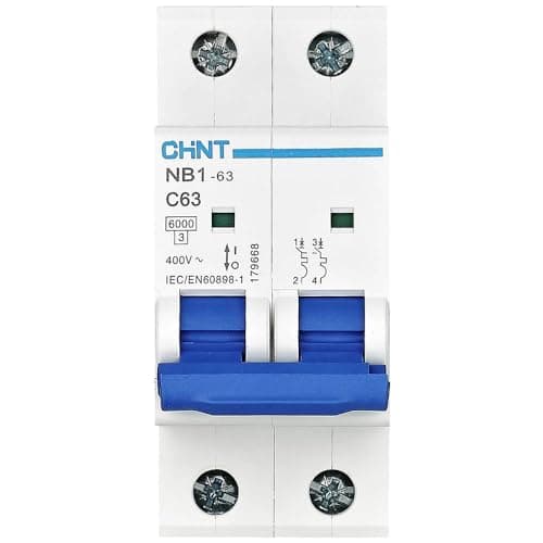 Image of Chint NB1-63C2P06 Miniature Circuit Breaker, 6 A, 2 Pole, C Curve, 6 kA
