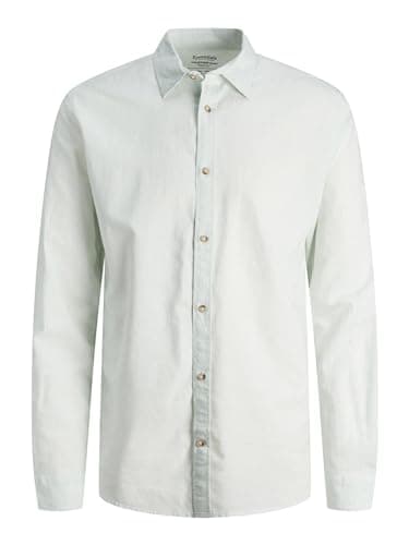 Image of JACK & JONES Mens LS Linen Shirt Soothing Sea XXL