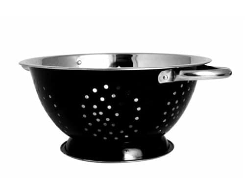 Image of 24cm Stainless Steel Colander with Handles – Deep Kitchen Strainer for Pasta, Rice, Vegetables & Fruit – Durable Large Food Drainer Bowl (Multiple Colours) (Black)