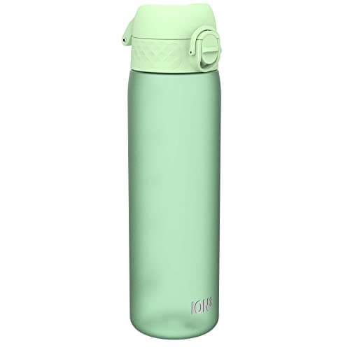 Image of Ion8 Water Bottle, 500 ml/18 oz, Leak Proof, Easy to Open, Secure Lock, Dishwasher Safe, BPA Free, Hygienic Flip Cover, Carry Handle, Fits Cup Holders, Easy Clean, Carbon Neutral, Surf Green