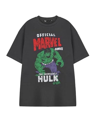 Image of Marvel The Incredible Hulk Mens Grey Short Sleeved Graphic Tee | Official Comics Superhero Apparel Top | Classic Hulk Smash Character Design | Comic Book Merchandise Gift
