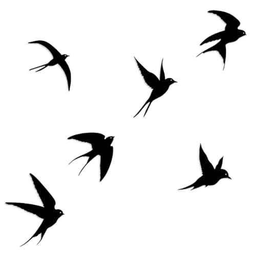 Image of Pduoduo Birds Metal Wall Decor,6pcs Black Birds Metallic Wall Art Decor,Swallow Metal Outdoor Hanging Decorative,Bird Wall Sculpture for Home Kitchen Patio Living Room Bathroom Garden