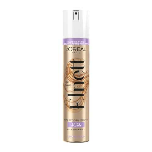 Image of L'Oréal Paris Elnett Hair Spray for Dull Hair, Strong Hold & Shine Hairspray, Enriched with Vitamin E, Up to 72h Natural Strong Hold, Protects from Hair Frizz, 200ml