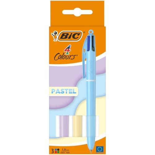 Image of BIC 4 Colours Pastel Ball Pens x3