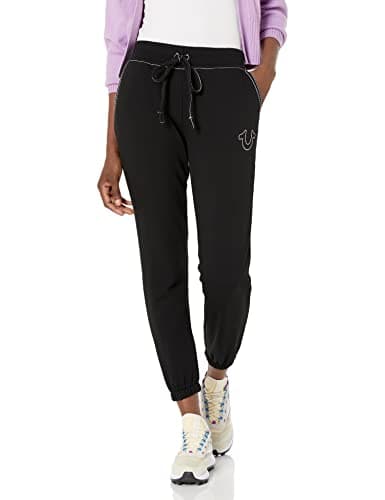 Image of True Religion Women's Big T Mid Rise Jogger, Jet Black, M