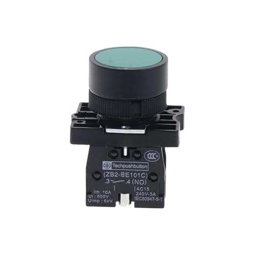 Image of 5 x 22mm 1 NO N/O Green Sign Momentary Push Button Switch 600V 10A ZB2-EA31 Controls Switches