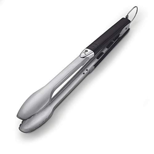 Image of Weber Premium Grill Tongs (43cm), Made of Stainless Steel, with Comfort Grip and Practical Locking System, Dishwasher Safe for Easy Cleaning, with Loop for Hanging - Black/Silver (6610)
