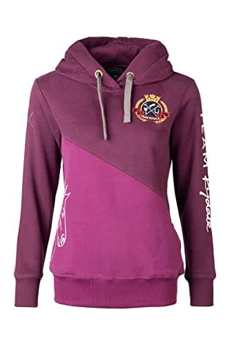 Image of Rydale Ladies Hoodie Diagonal Design Women's Hoodie Overhead Sweatshirt 100% Cotton 3 Colours (Damson/Berry, 16)