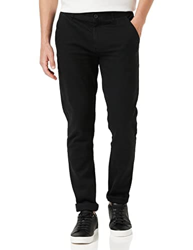 Image of Farah - Men's Chinos, Endmore Twill Chinos with Stretch, Skinny Fit, Casual Trousers, Black, 34W 30L